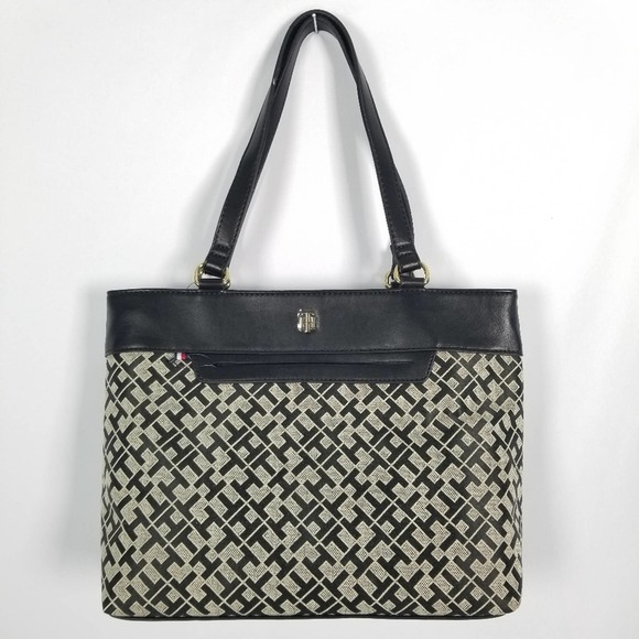 Tommy Hilfiger Handbags - Tommy Hilfiger Shopper Logo Black & Beige Bag